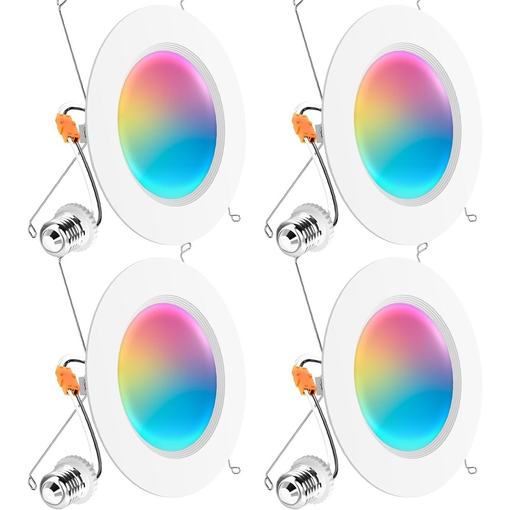 Sunco 4 Pack 6" Smart LED Recessed Light RGBW‎ Dimmable 1200LM Music Sync Alexa